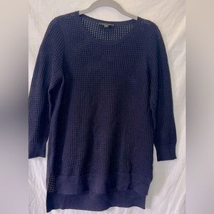 ANN TAYLOR | Navy Blue Mesh Knit Sweater